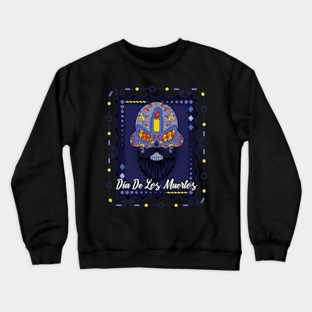 Dia de los Muertos Purple Sugar Skull Crewneck Sweatshirt by RadStar